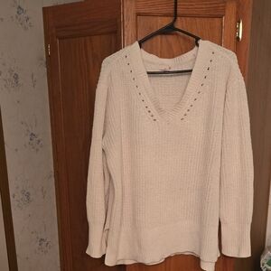 SO Women's V-Neck Cream Sweater